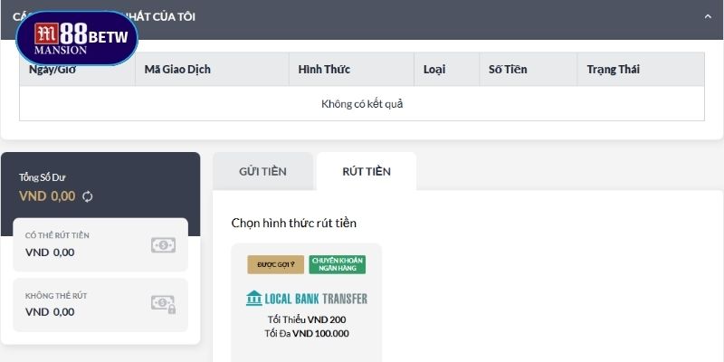 Tiến hành rút tiền khi tài khoản tích lũy đủ số dư tối thiểu