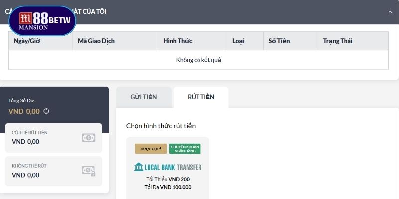 Hướng dẫn thao tác nạp rút tiền - cách rút số dư từ ví M88